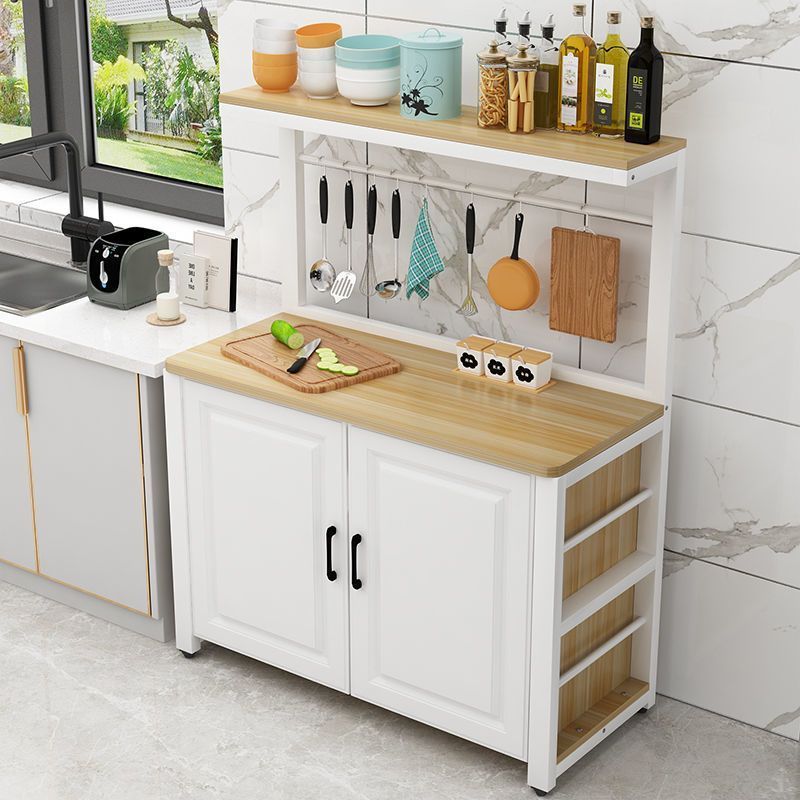 2023 Modern Portable Counter Modular Kitchen Cabinet Table With Storage And Rack Kitchen Cabinet Wooden Open Shelf with Metal