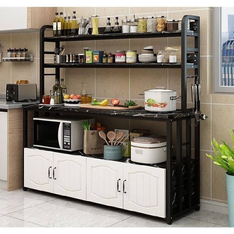 2023 Modern Portable Counter Modular Kitchen Cabinet Table With Storage And Rack Kitchen Cabinet Wooden Open Shelf with Metal