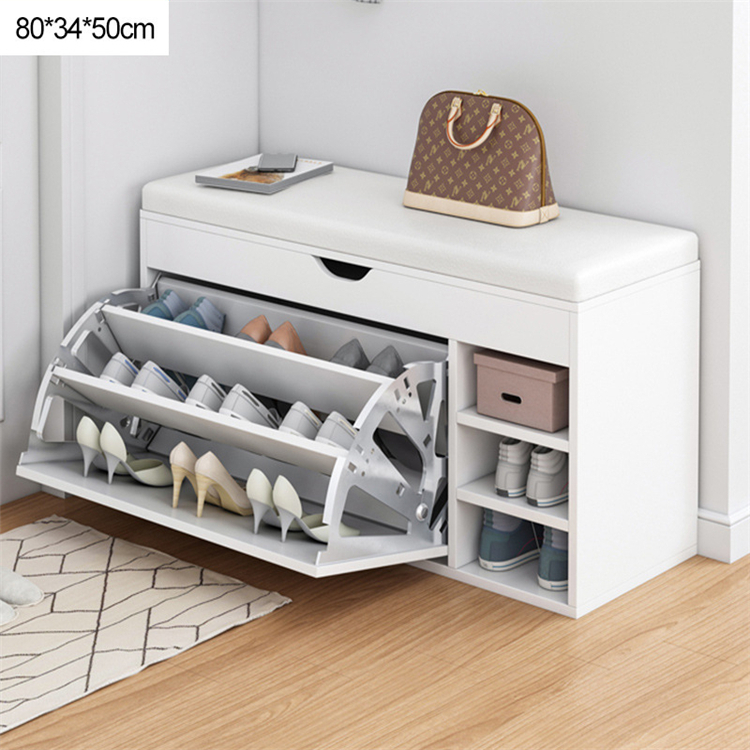 Entryway Bench with Hidden Shoe Storage Rack Bench Leather Upholstered Shoe Cabinet Modern Entry Shoe Organizer Furniture 100pcs