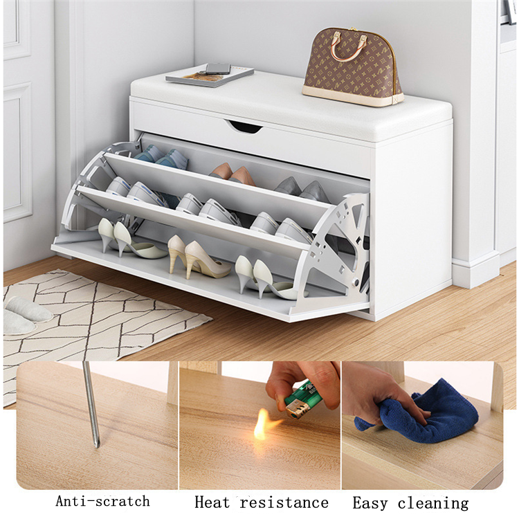 Entryway Bench with Hidden Shoe Storage Rack Bench Leather Upholstered Shoe Cabinet Modern Entry Shoe Organizer Furniture 100pcs