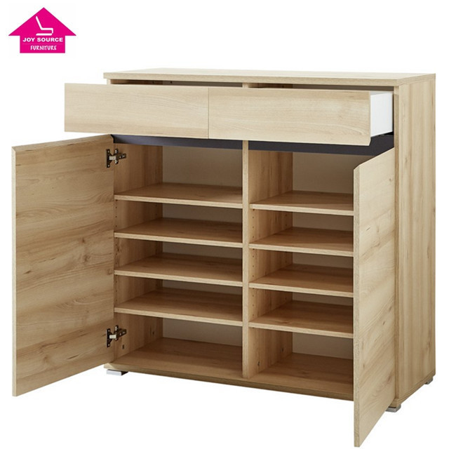 melamine MDF/MFC 2 door 2 drawer solid wood shoe cabinet