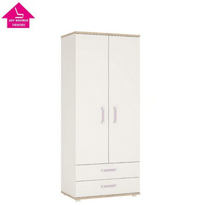 2 Door 2 Drawer Wardrobe in Light Oak and White High Gloss