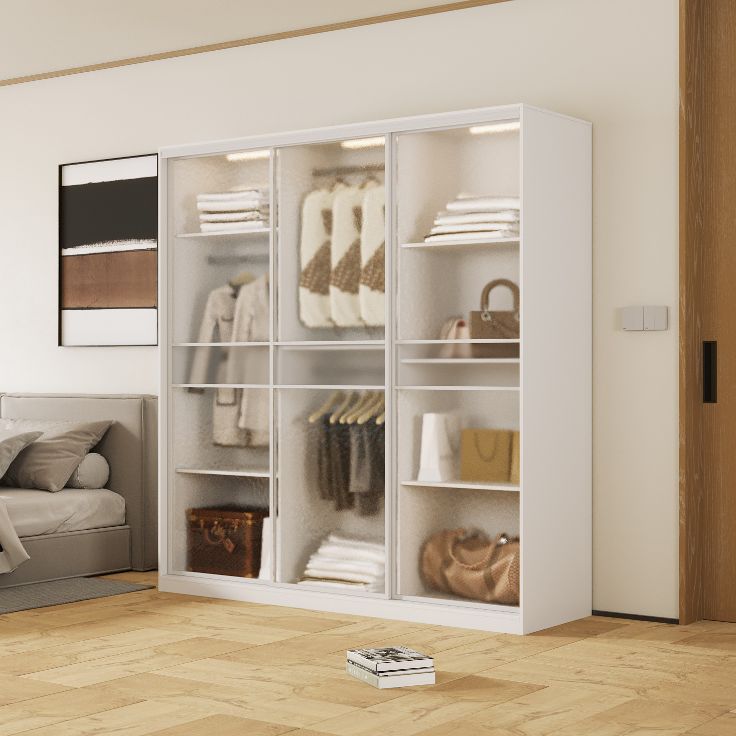 modern two doors bedroom mdf wardrobe design with mirror storage cabinet bedroom furniture