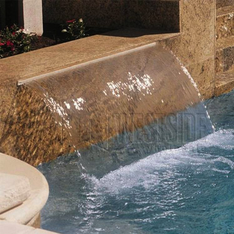 Acrylic Water Blade Curtain Led Lighting Feature Sheer Descent Stainless Steel Fountain Cascade Outdoor Swimming Pool Waterfall