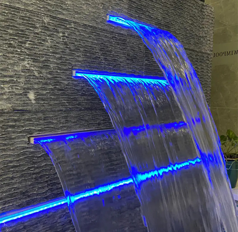 Best Selling Acrylic Garden Wall Sheer Descent Indoor and Outdoor Water Fountain  Water Curtain Pool Waterfall with Led Light