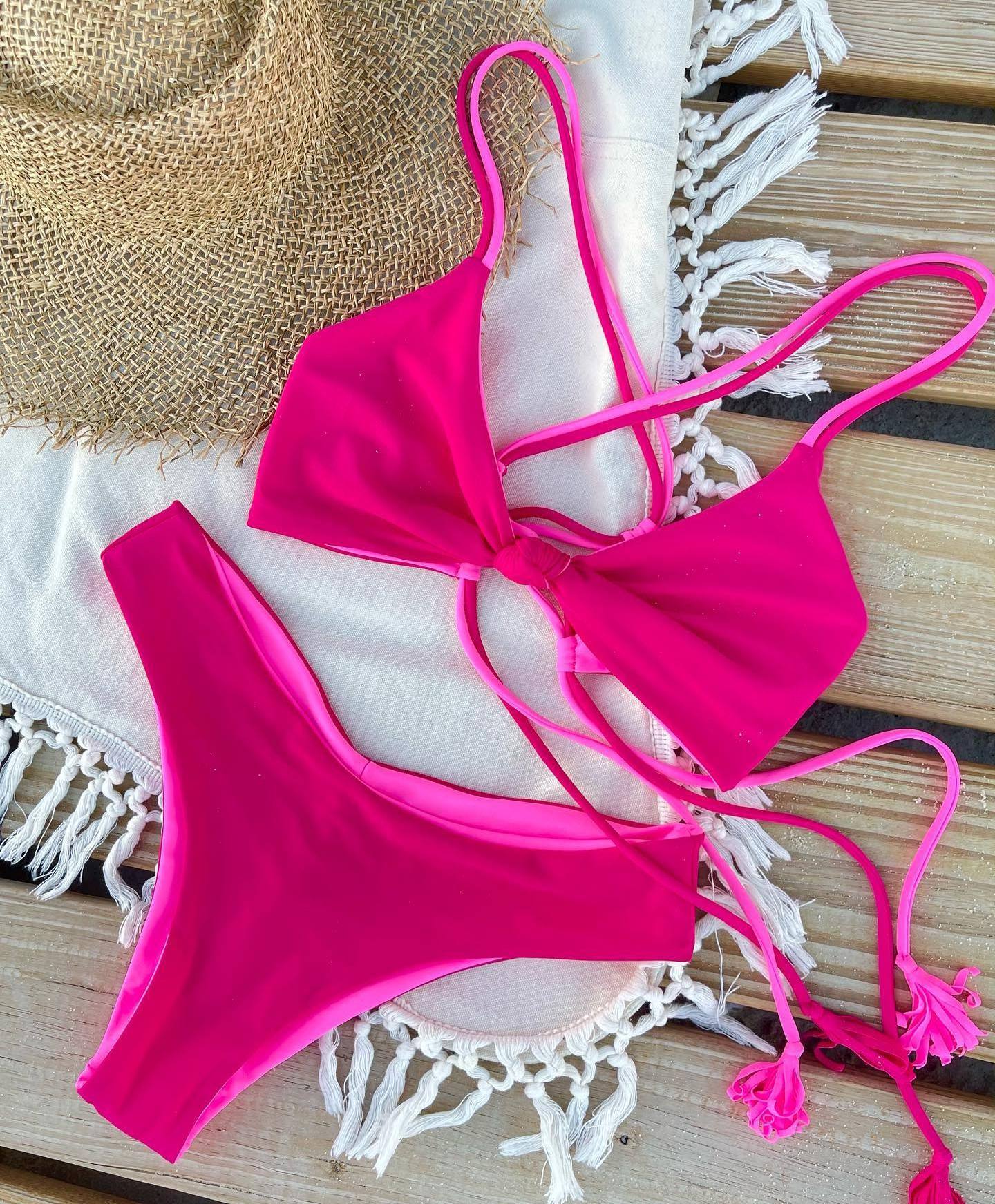 2023 Hot Pink Recycled Bikini Female Swimsuit Women Swimwear Two-pieces Bikini Set Micro Tiny Bikini