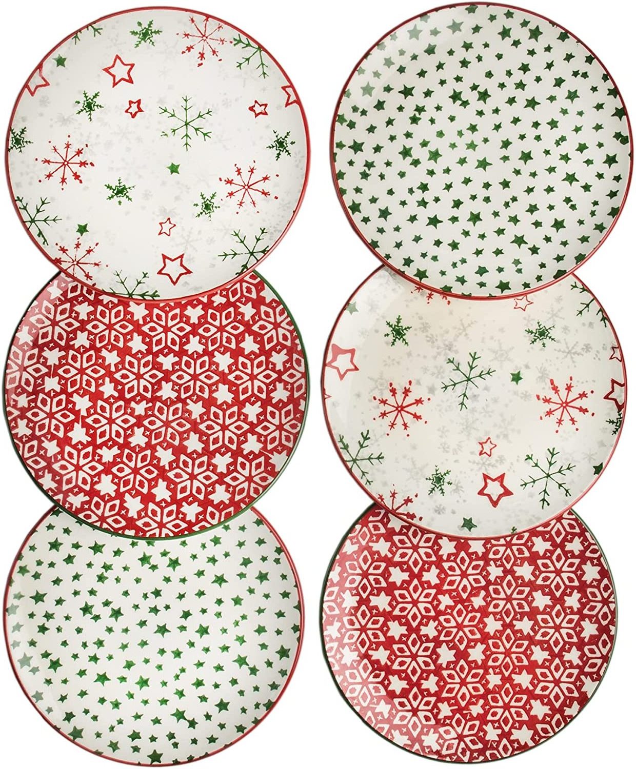 Wholesale custom Christmas Holiday decal round porcelain plate set restaurant dishes christmas dinner ceramic plates