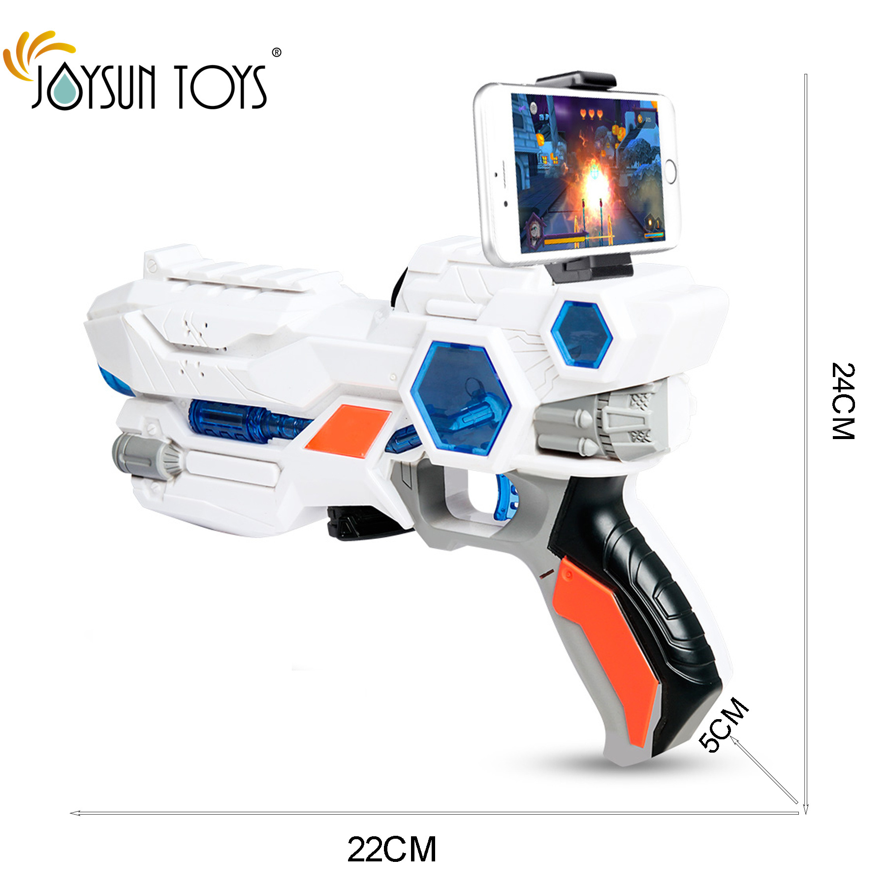 AR Gun Augmented Reality 3D Toy Games, Set Up with Cell Phone Holder, Connect Via Bluetooth and Multiple Scenes Available