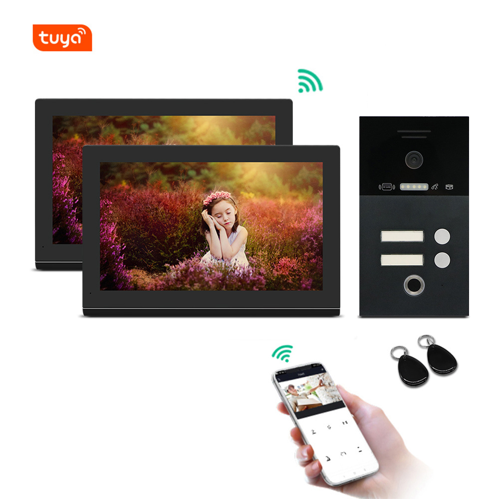 Factory fingerprint ip wifi video door phone intercom door entry system for 1/2/3/4 families smart home app tuya smart