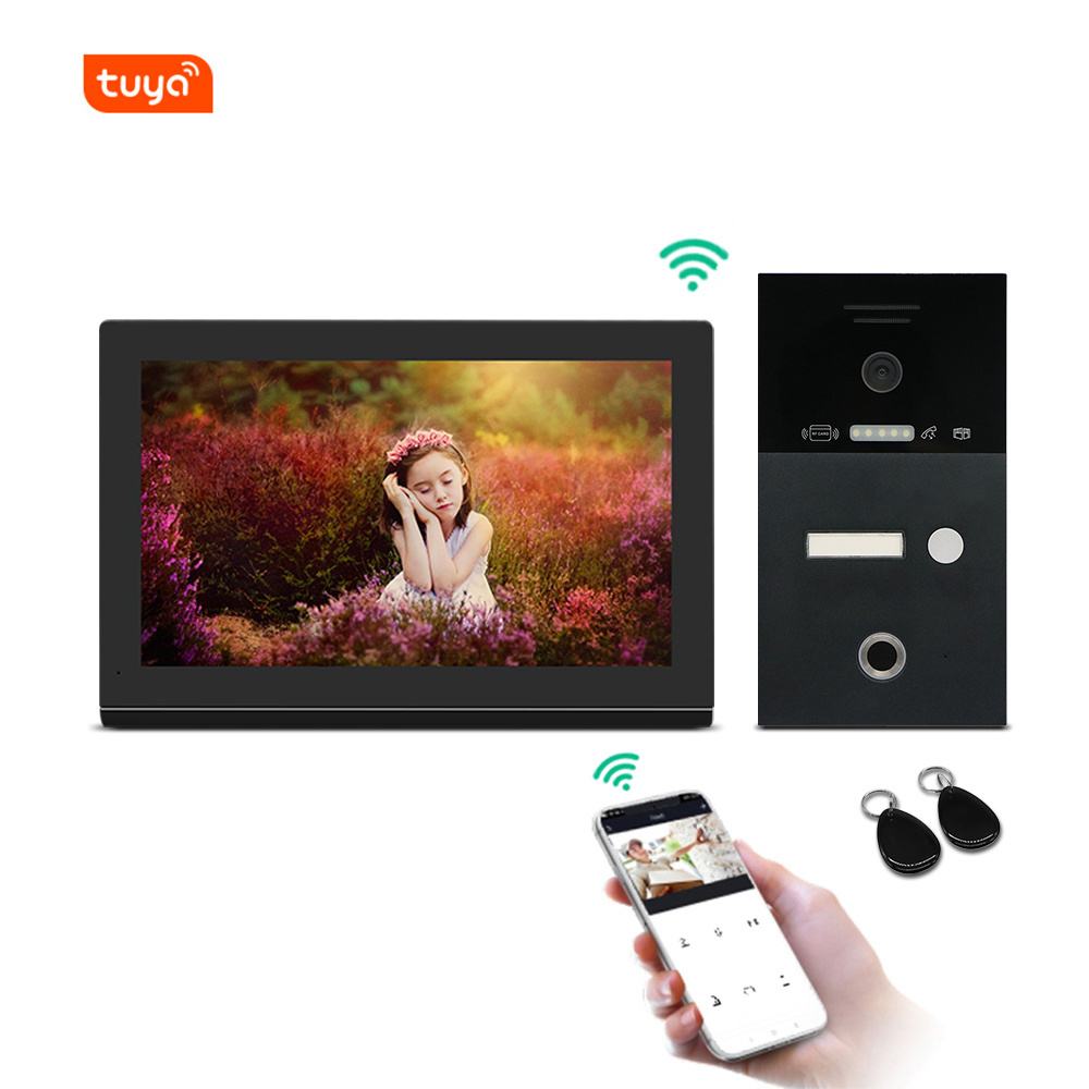 Factory fingerprint ip wifi video door phone intercom door entry system for 1/2/3/4 families smart home app tuya smart