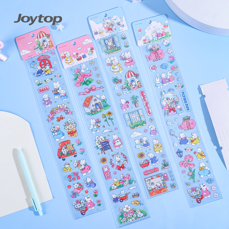 Joytop 1701 Wholesale White Rabbit Flower Party Long strip cartoon girls Stickers