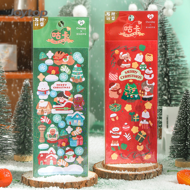 Joytop 500068 Wholesale Merry Christmas Goo Card Sticker cartoon Cute sticker Diy stationary Holiday gift decoration stickers