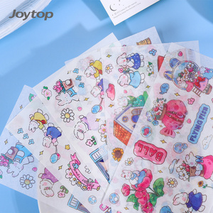 Joytop 1657 Wholesale White Rabbit Flower Club Sticker Pack 8pcs in 1 pack for kids cartoon sticker cute stationary