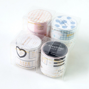 Ownday 101241 Wholesale Promotion Good Luck Greeting 2 Rolls Printed Geometric Gold Foil Masking Washi Tape For Planner