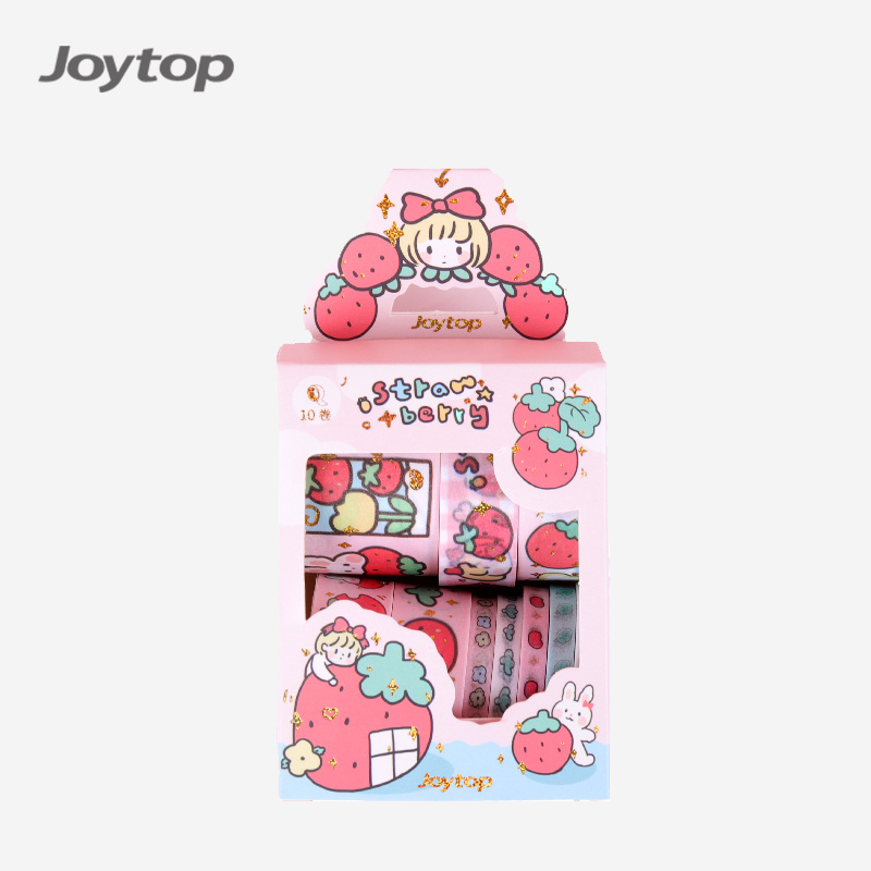 Joytop 4758 Wholesale Strawberry 10 Rolls Printed Kawaii Planner Washi Tapes For Kids