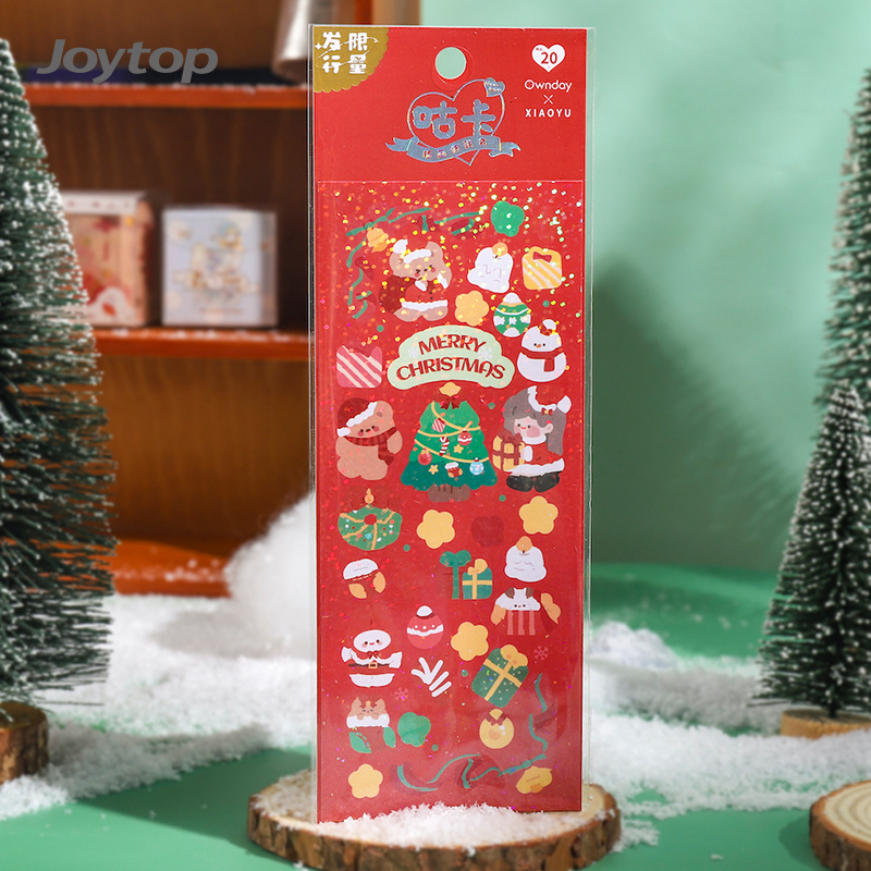 Joytop 500068 Wholesale Merry Christmas Goo Card Sticker cartoon Cute sticker Diy stationary Holiday gift decoration stickers