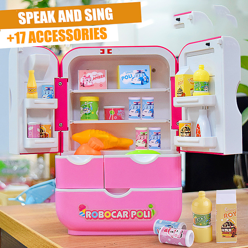 Children's Early Education Mini Refrigerator Toys with music Kitchen Play Set toy toy fridge for 9 years For Kids