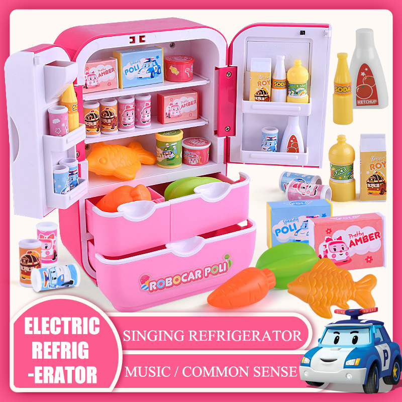 Children's Early Education Mini Refrigerator Toys with music Kitchen Play Set toy toy fridge for 9 years For Kids