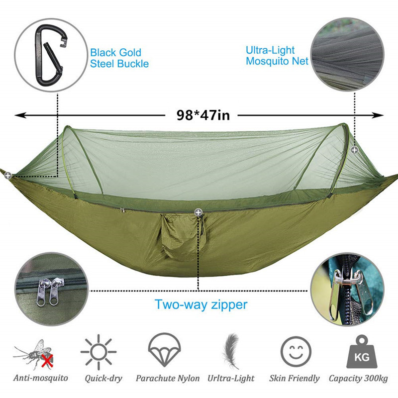 Wholesale Customized Logo Outdoor Portable Parachute Folding Hammock Swing Camping Mosquito Net Net Hammock