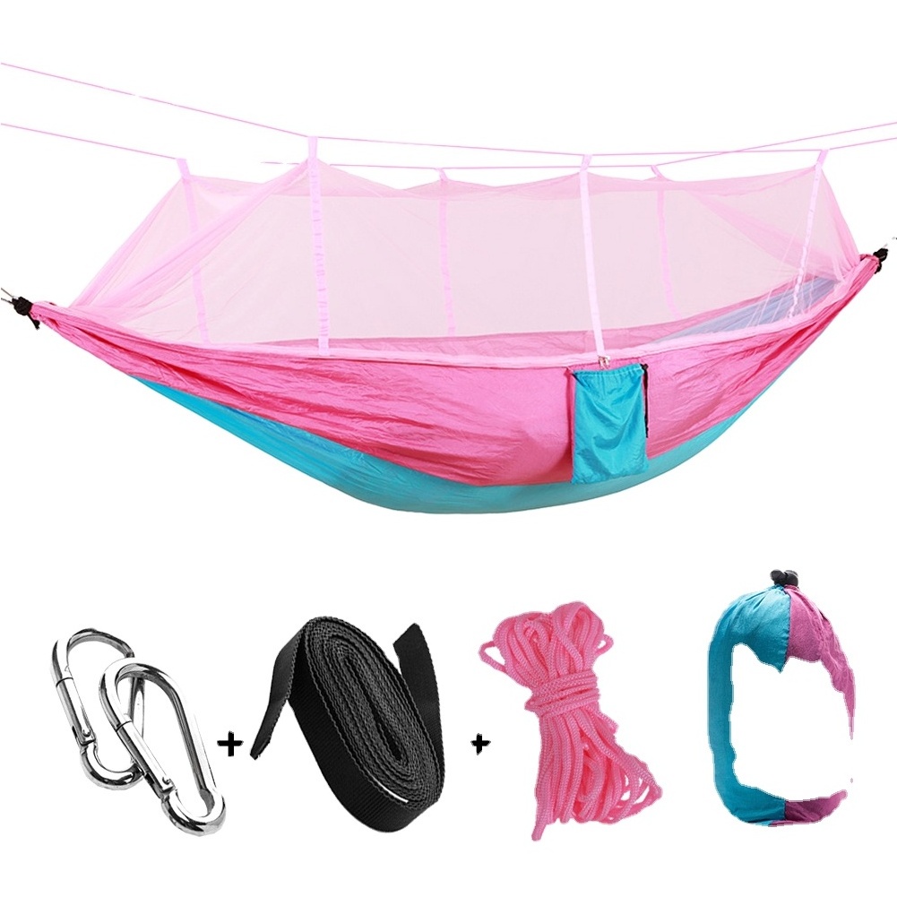 Camping accessories custom logo hiking gear ultralight collapsible parachute outdoor portable hooks camping hammock swings