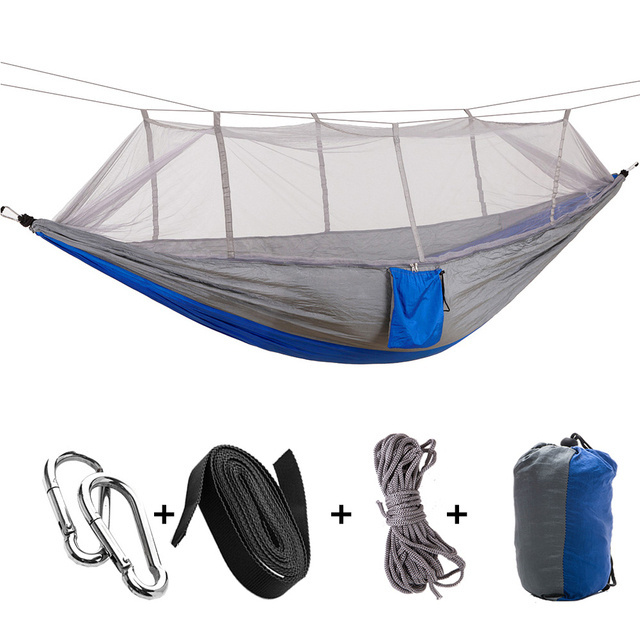 Camping accessories custom logo hiking gear ultralight collapsible parachute outdoor portable hooks camping hammock swings