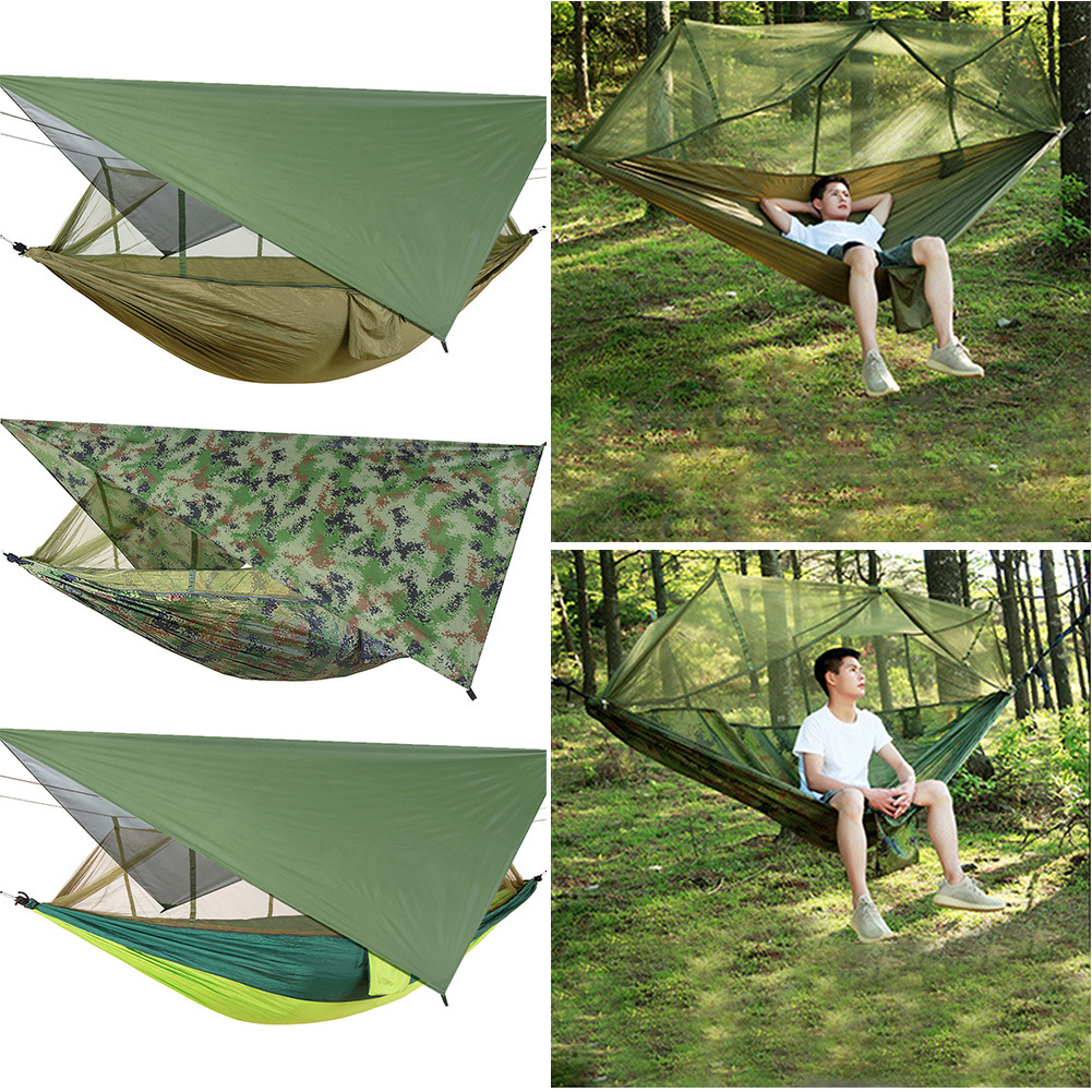 Portable Outdoor Parachute Hammocks for Hiking Travel Beach with Mosquito Net Hammock