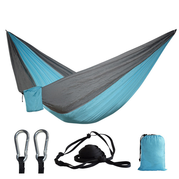 Carries lightweight nylon parachute 2 person portable hammock Adult camping hammock with tree straps for Backpacking Travel