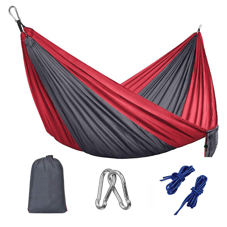 Carries lightweight nylon parachute 2 person portable hammock Adult camping hammock with tree straps for Backpacking Travel