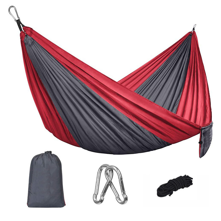 Carries lightweight nylon parachute 2 person portable hammock Adult camping hammock with tree straps for Backpacking Travel