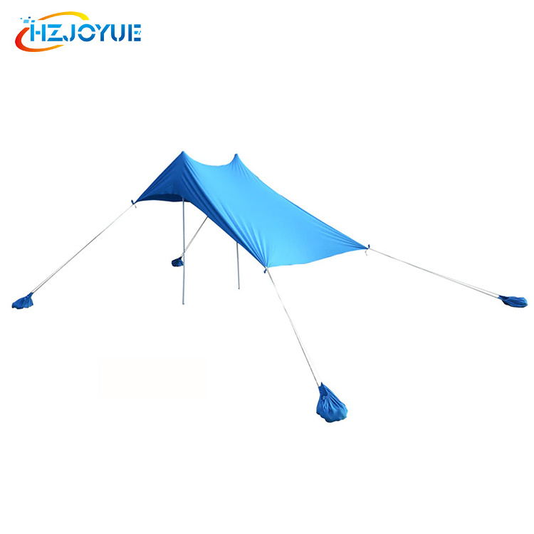 In Stock Beach Canopy Awning SunShade Beach Tent With Sandbag Quality Lycra nylon Fabric Aluminum Poles- Perfect Sun Shelter