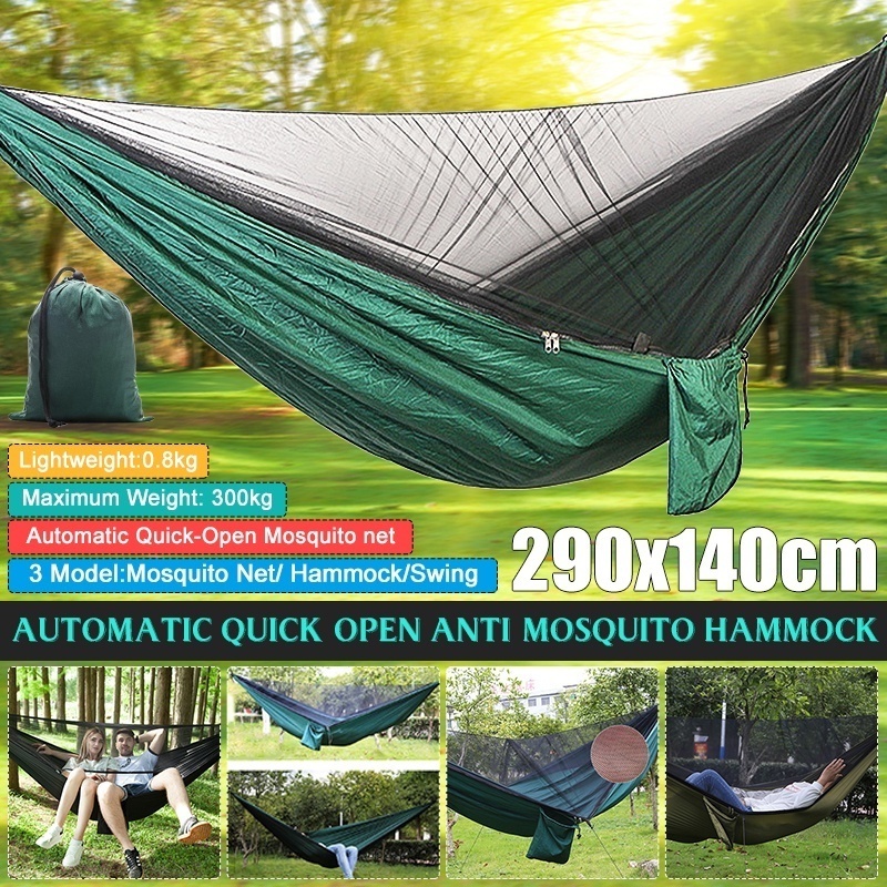 Portable Camping Hammock Set  Parachute Outdoor Sleeping  with Mosquito Net and rain fly