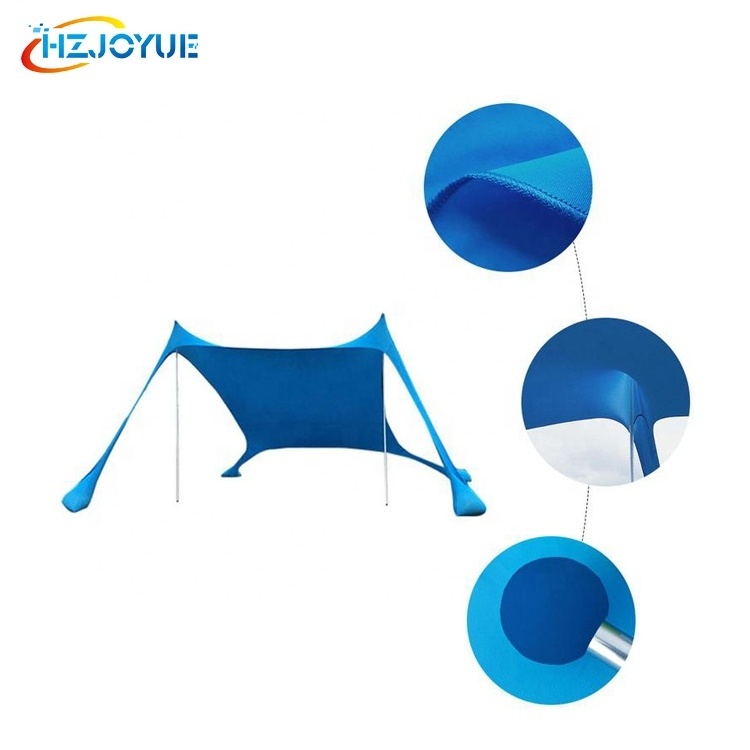 In Stock Beach Canopy Awning SunShade Beach Tent With Sandbag Quality Lycra nylon Fabric Aluminum Poles- Perfect Sun Shelter