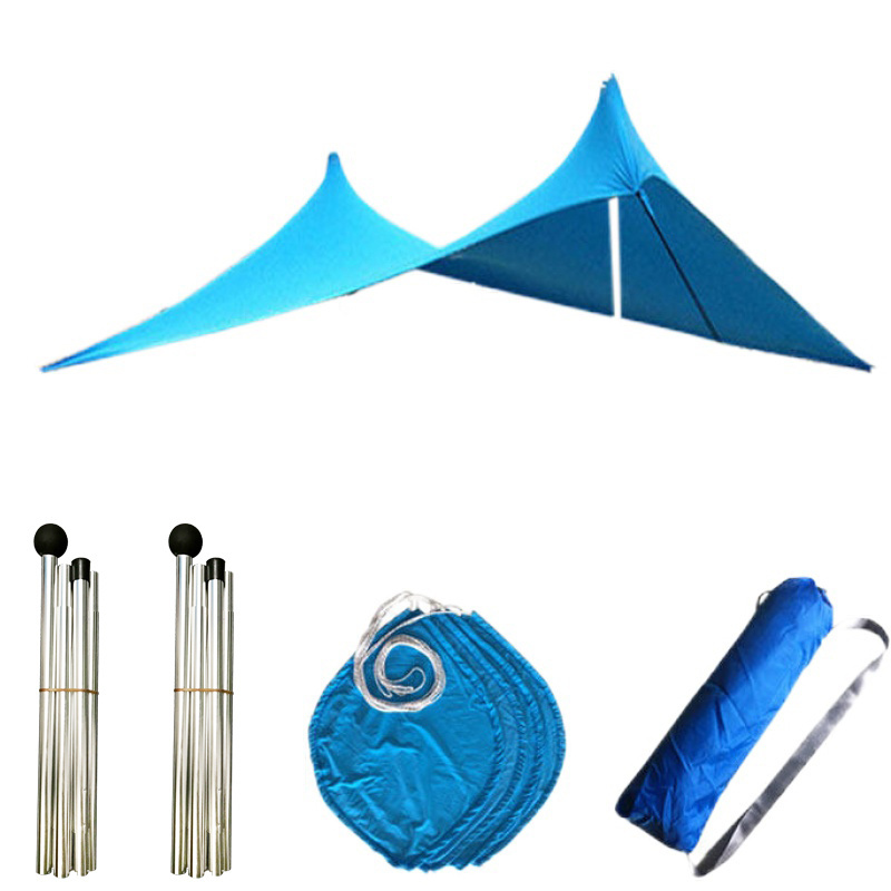 In Stock Beach Canopy Awning SunShade Beach Tent With Sandbag Quality Lycra nylon Fabric Aluminum Poles- Perfect Sun Shelter