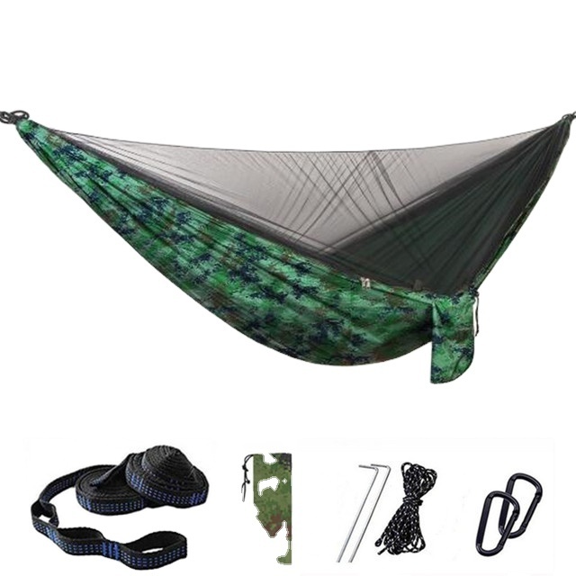 Portable Camping Hammock Set  Parachute Outdoor Sleeping  with Mosquito Net and rain fly