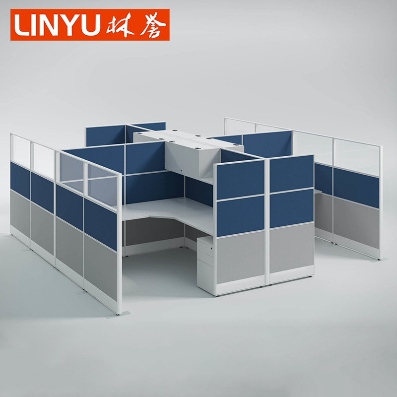 Fabric upholstery screen office cubicles l shaped modern design high quality wood workstation office desk