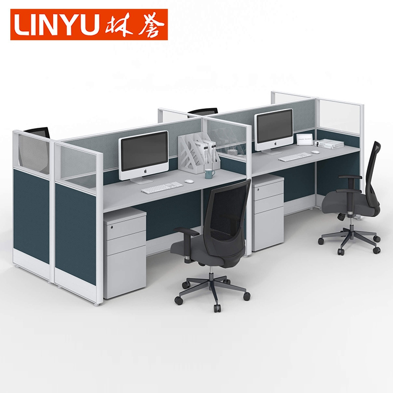 Fabric upholstery screen office cubicles l shaped modern design high quality wood workstation office desk