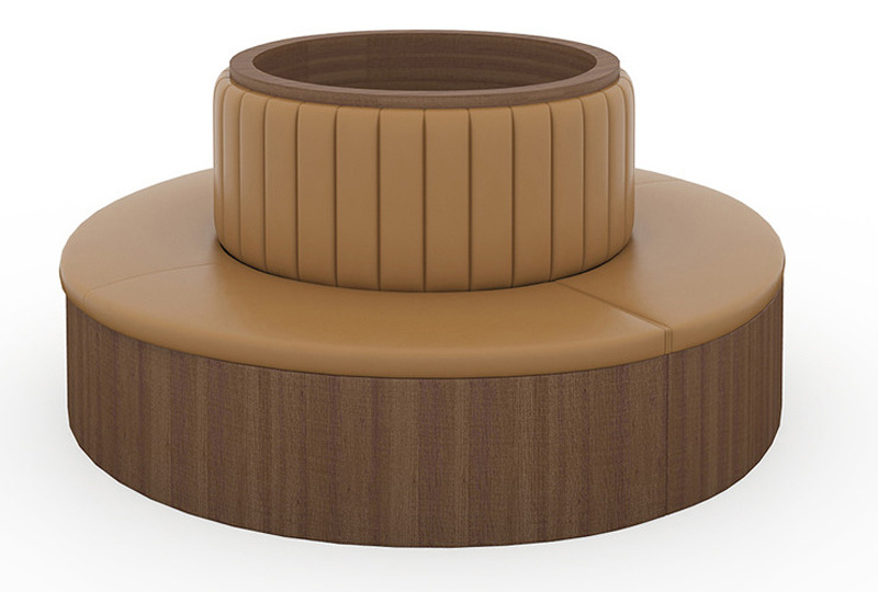 curved restaurant booths designs wood PU leather U shape round booth seating restaurant cafe furniture