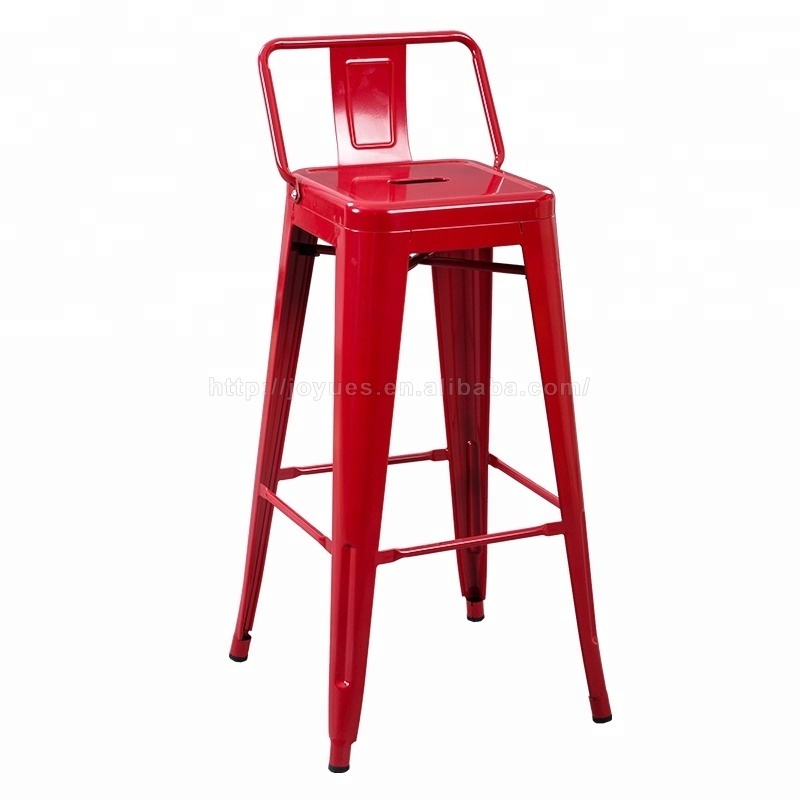 Vintage black stainless steel metal industrial pub bar high chair barstool stool for heavy people