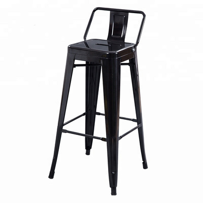 Vintage black stainless steel metal industrial pub bar high chair barstool stool for heavy people