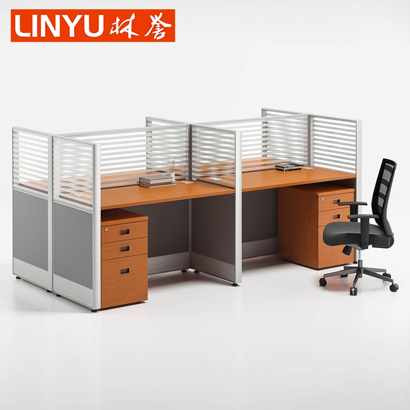 Fabric upholstery screen office cubicles l shaped modern design high quality wood workstation office desk