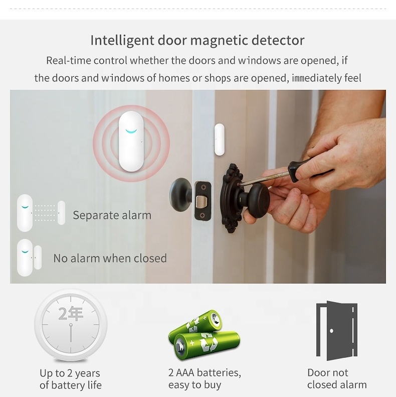 Tuya Intelligent sensor door and window sensor wireless wifi/GSM home remote security anti-theft alarm system