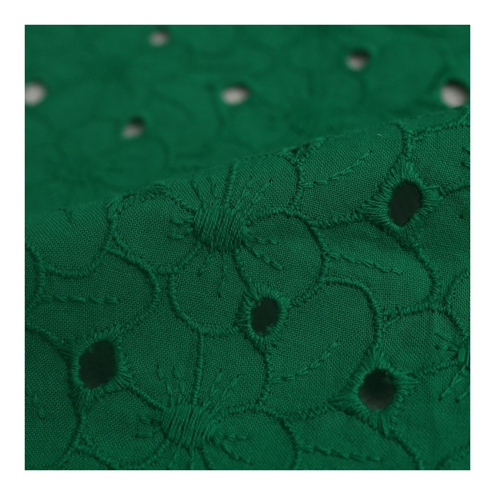 Cheap Factory Price Green 100% Cotton Embroidery Eyelet Lace Flower Fabric With Wholesale Price