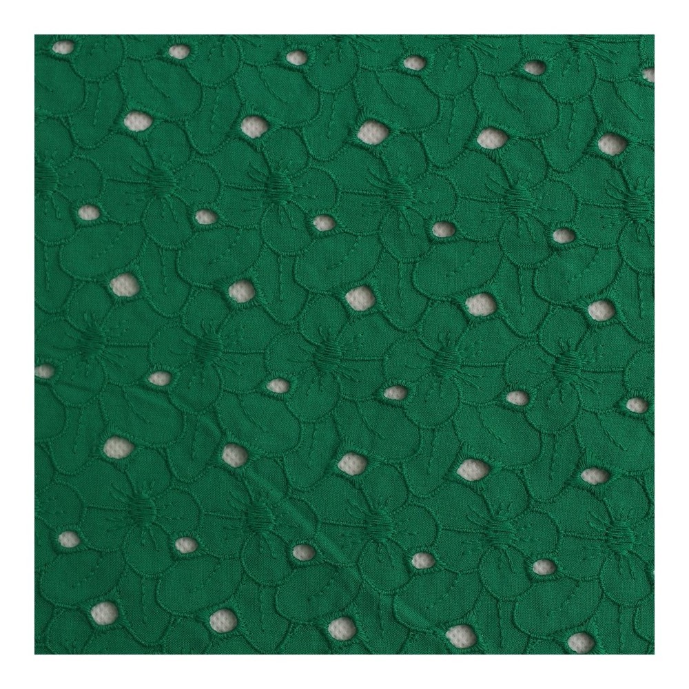 Cheap Factory Price Green 100% Cotton Embroidery Eyelet Lace Flower Fabric With Wholesale Price