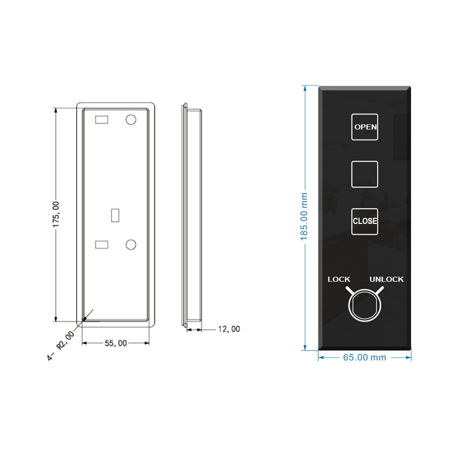 wave sensor Three Buttons Function Selector Key Control Touch Switch Automatic Door Open Stop Close Lock Unlock Exterior Doors