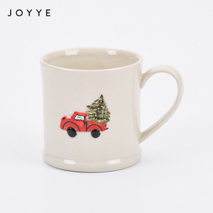 Joyye Custom Shape Mug Unique Transparent Glaze Embossed Pattern Car Truck Coffee Mug