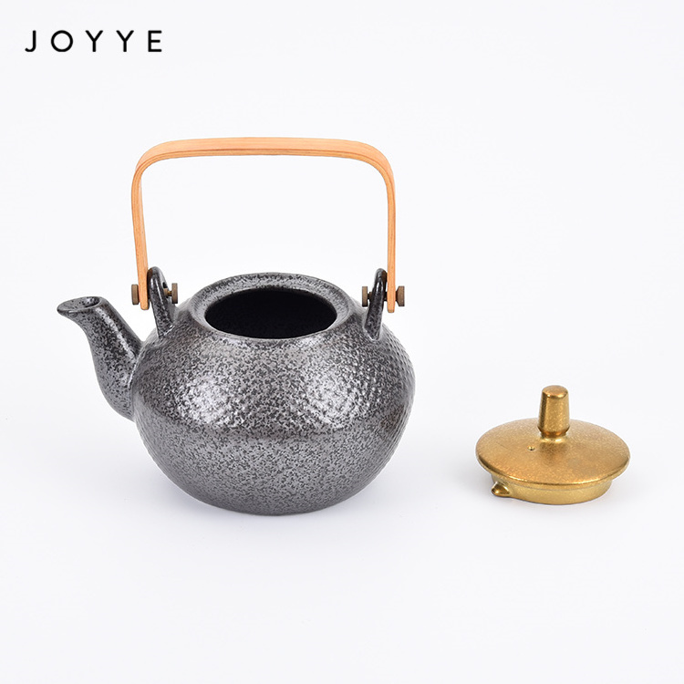 Joyye Luxury Glaze With Speckle Chinese Porcelain Tea Set Gold Plated Ceramic Teapot