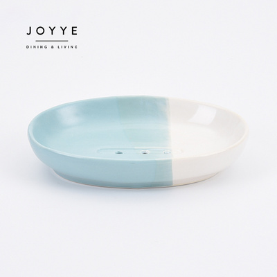 Joyye Bathroom Shower Matt Glaze Soap Box Dish Storage Plate Tray Oval Soap Dish Holder Ceramic