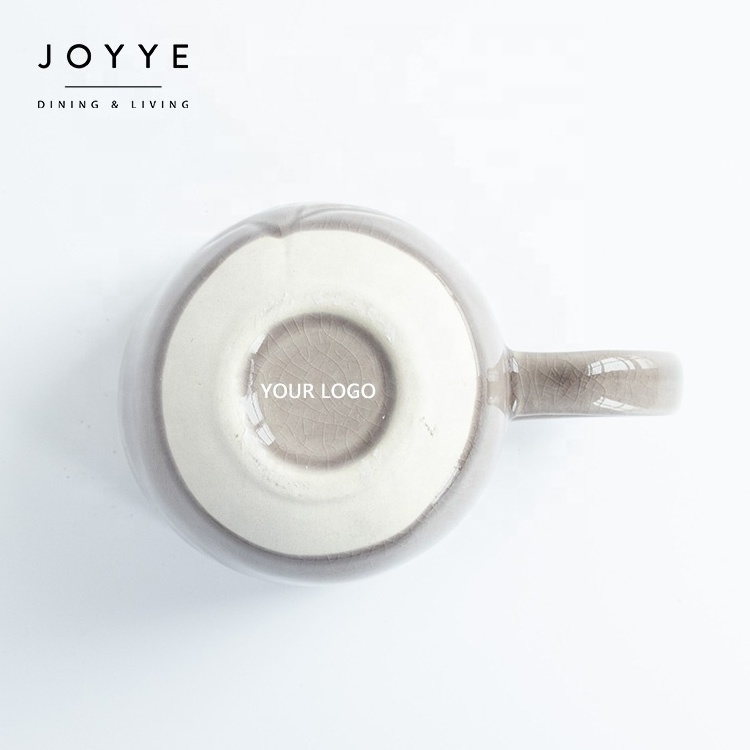 JOYYE wholesale high quality ceramic coffee tea mug custom logo stoneware crackle debossed wild flower design cup mug