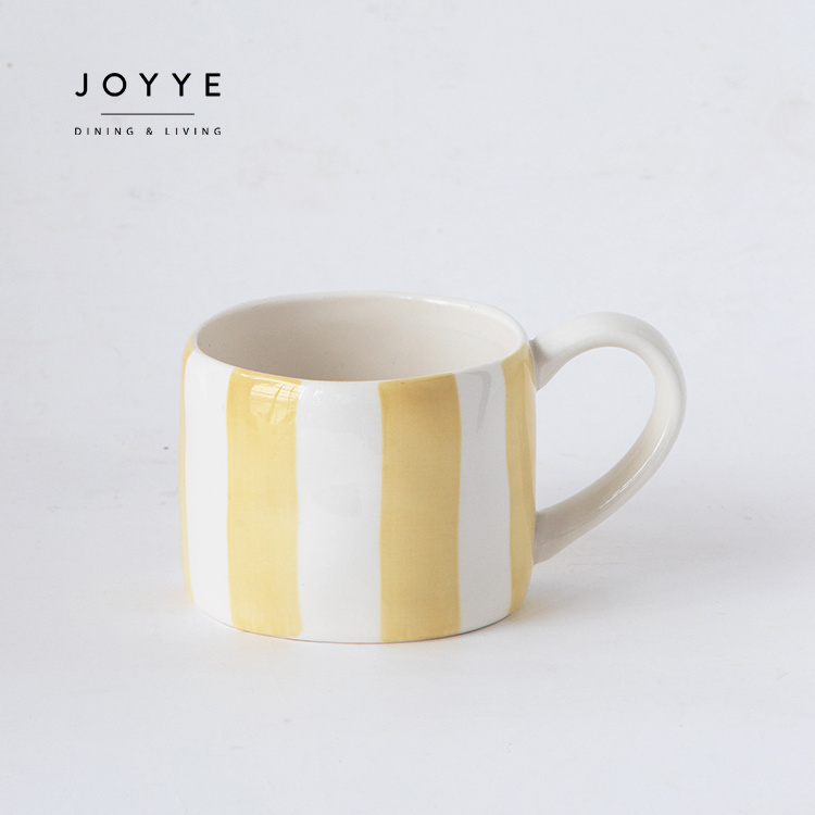 Joyye Nordic Chic Pure Line Hand Painted Ceramic Drinkware Set Stoneware Mugs Coffee Cup Set