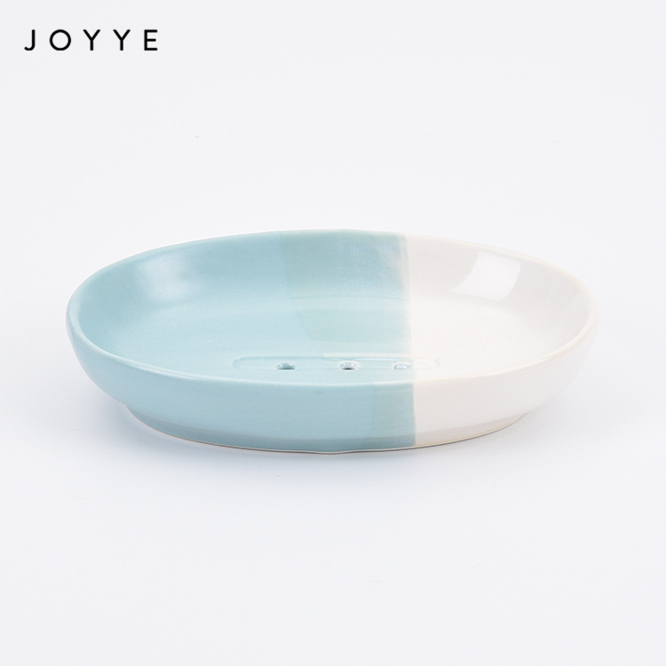 Joyye Bathroom Shower Matt Glaze Soap Box Dish Storage Plate Tray Oval Soap Dish Holder Ceramic